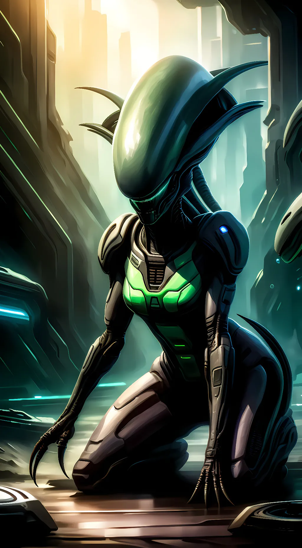ai character: Xenomorph queen  background