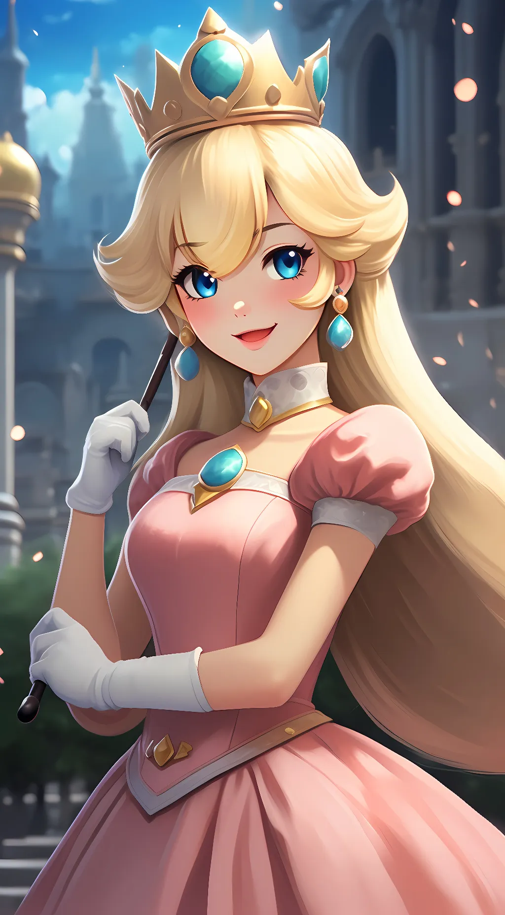 ai character: Princess Peach  background