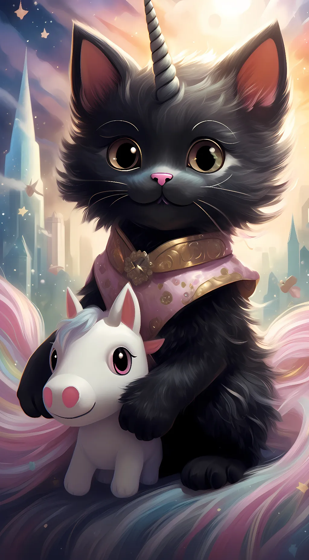 ai character: Black kitten background