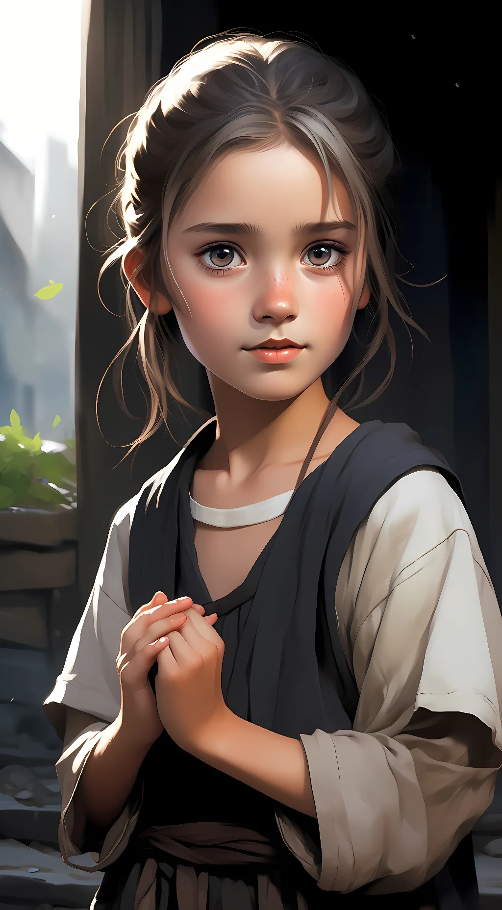 ai character: 卖火柴的小女孩 background