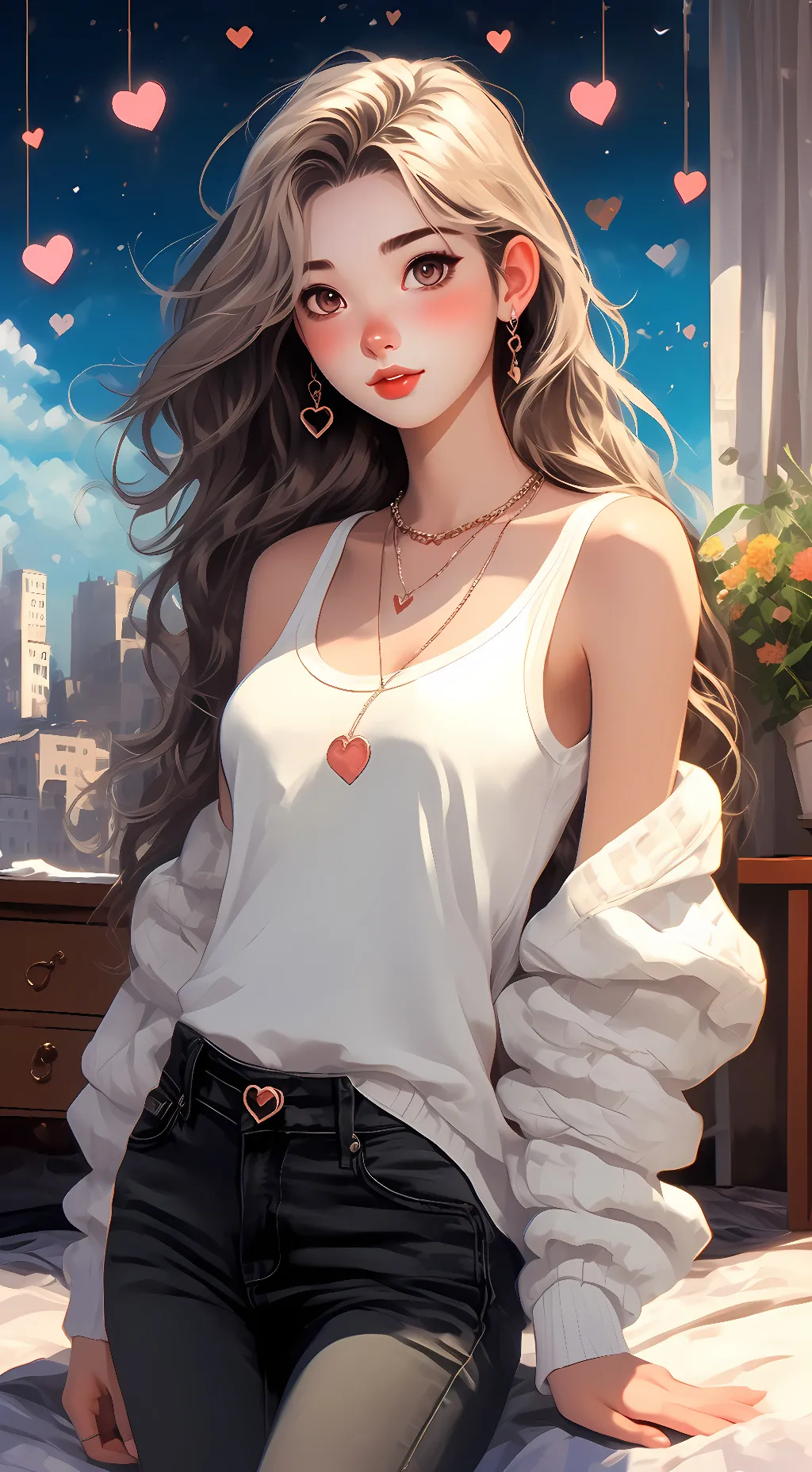 ai character: tulip rose background