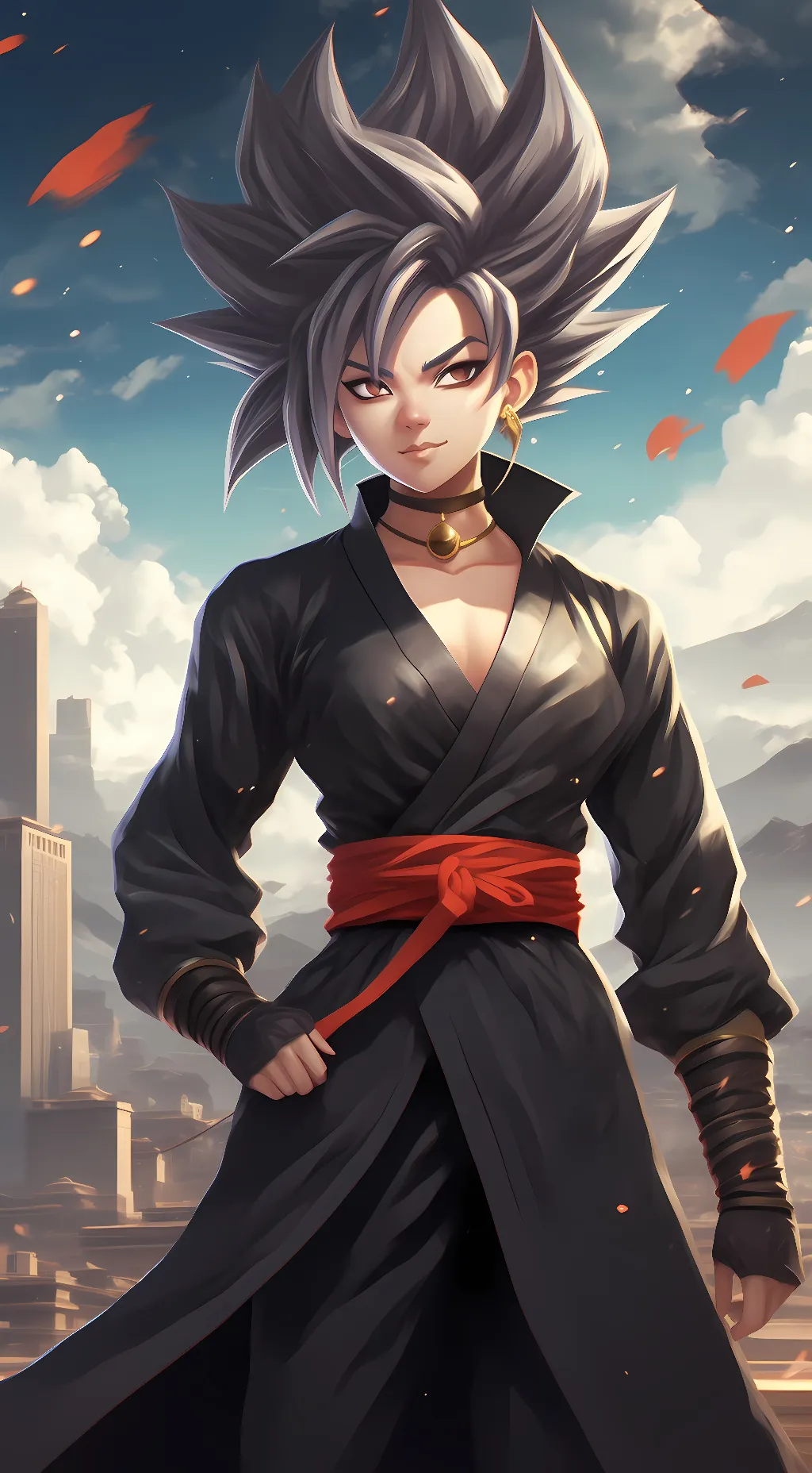 ai character: Female goku black background