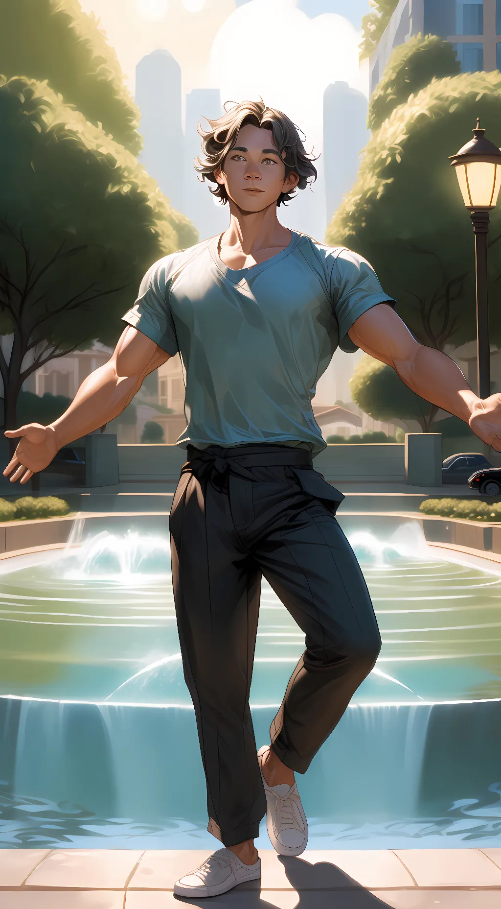 ai character: Water god zinja background