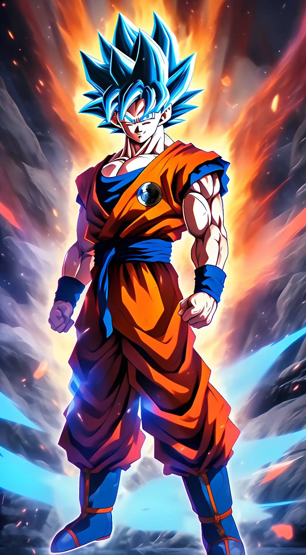 ai character: Goku SSJ Blue background