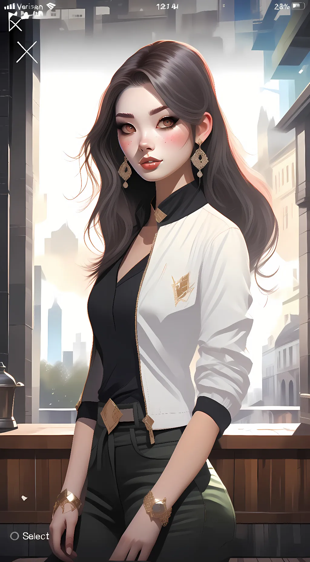 ai character: Elena snow background