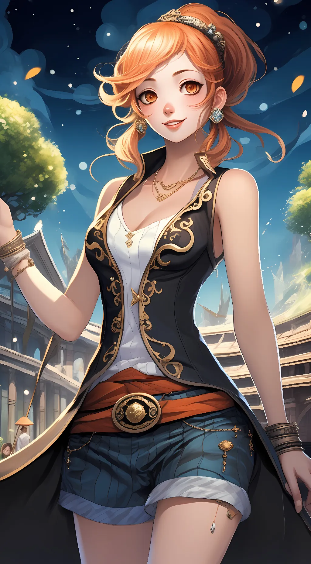 ai character: Nami and sanji background