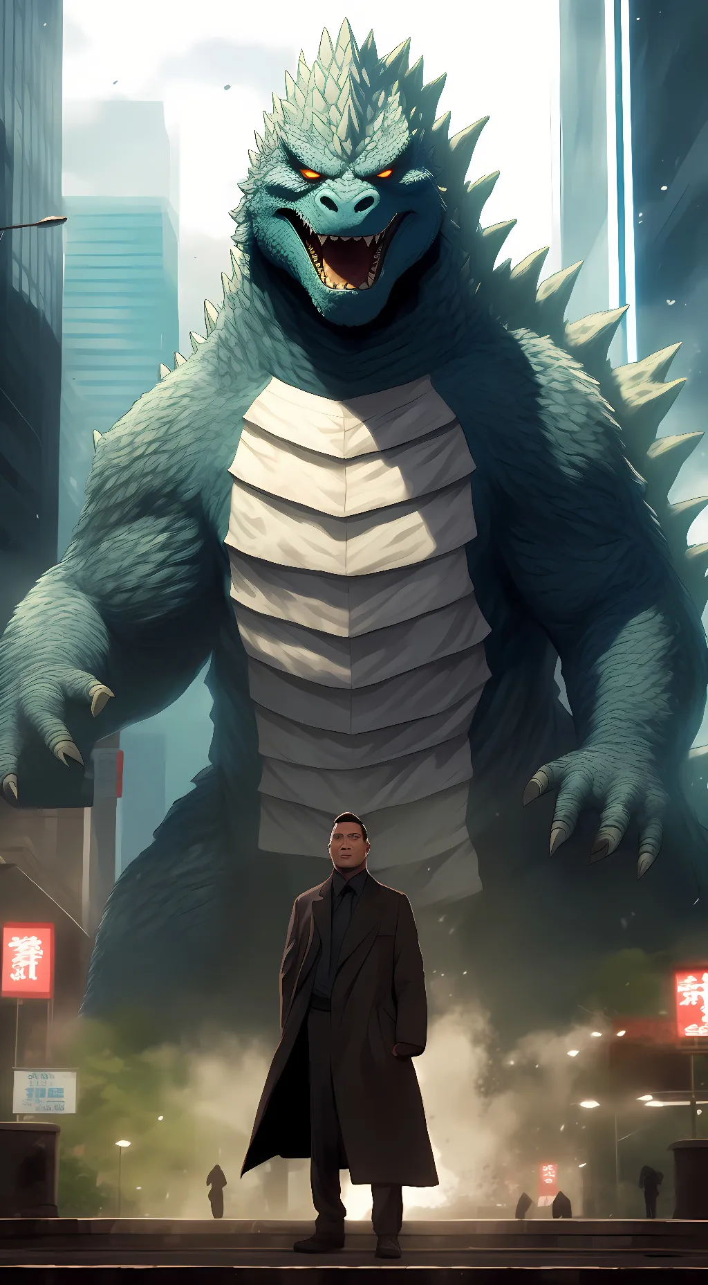 ai character: Godzilla background