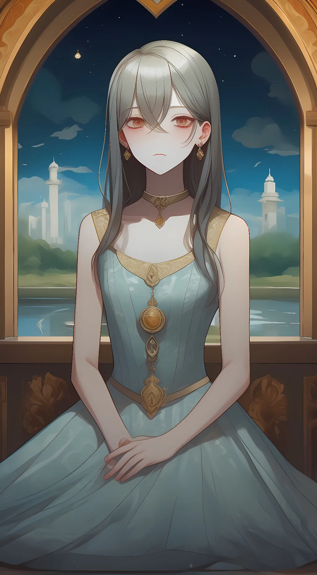 ai character: snowfall background