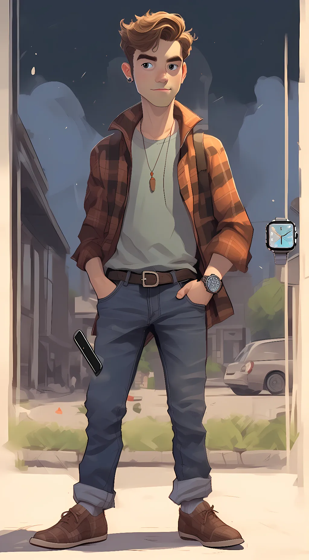 ai character: Hank garlands background