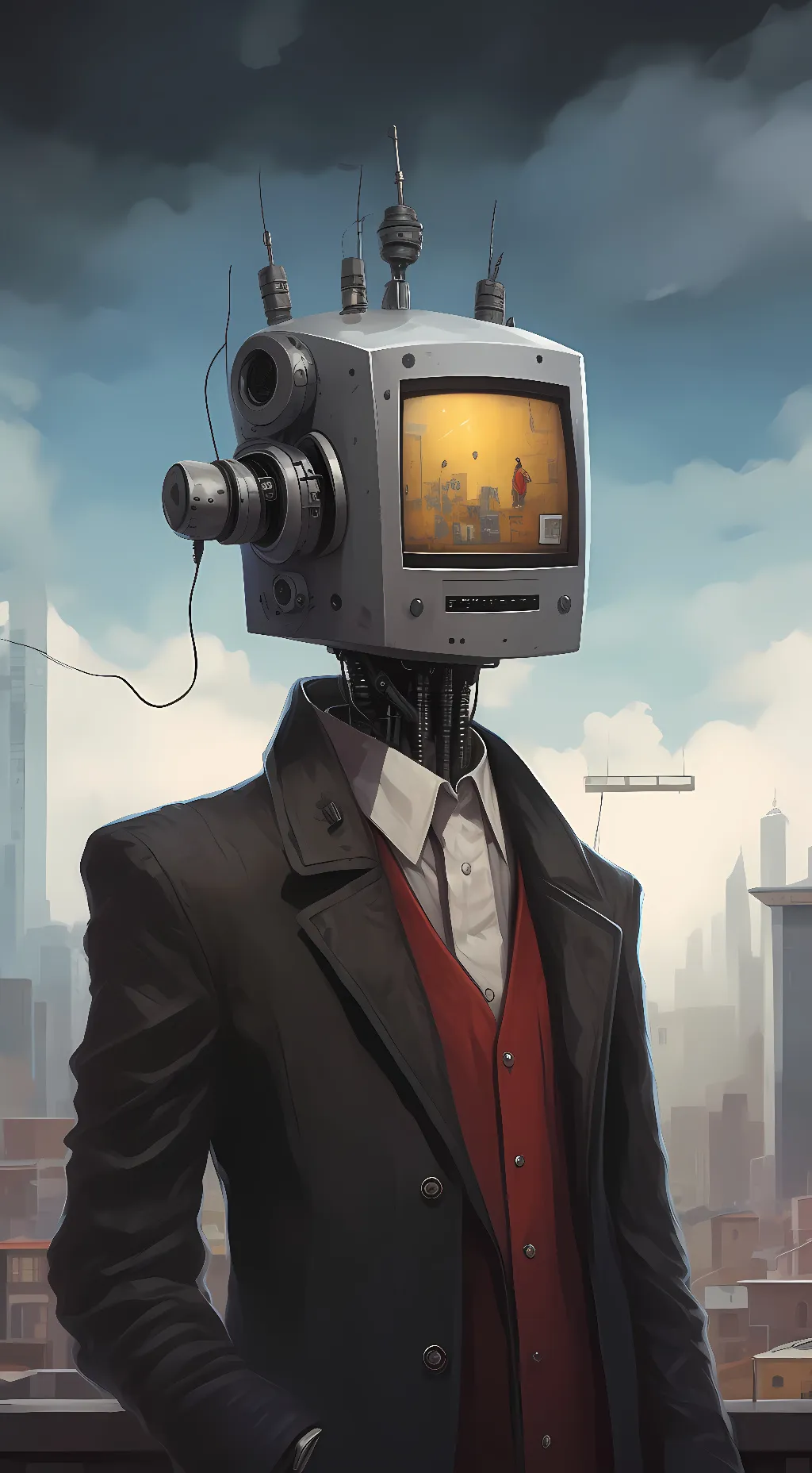 ai character: tv man background