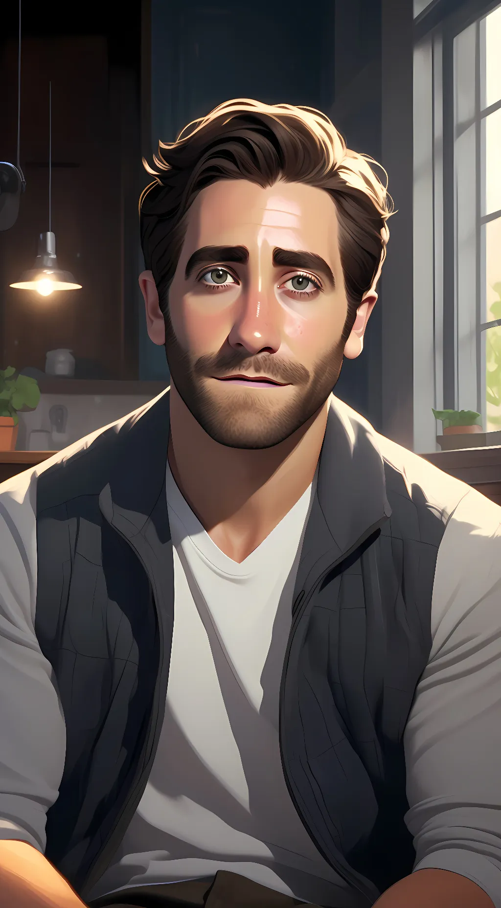ai character: Jake Gyllenhaal  background