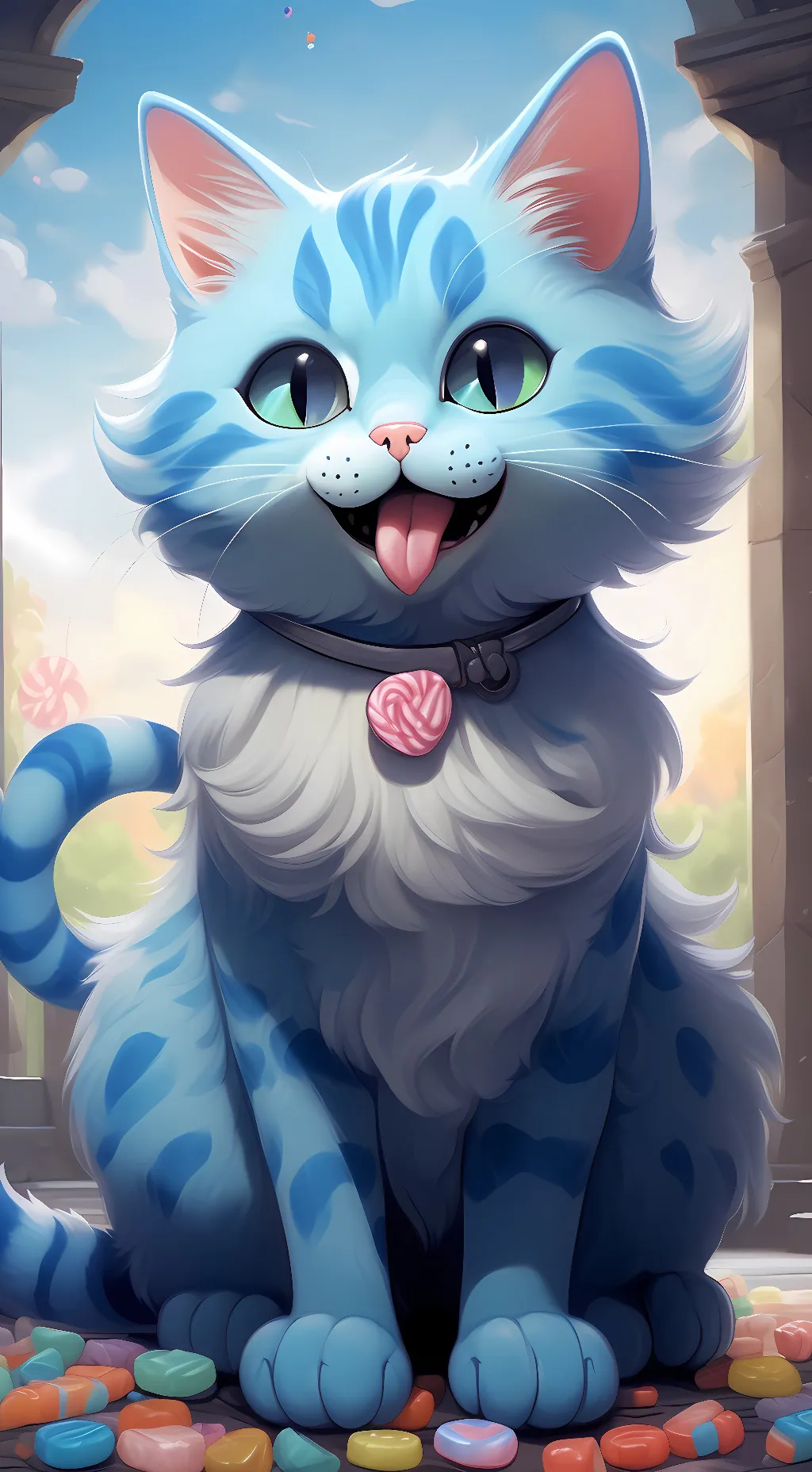 ai character: candy cat background