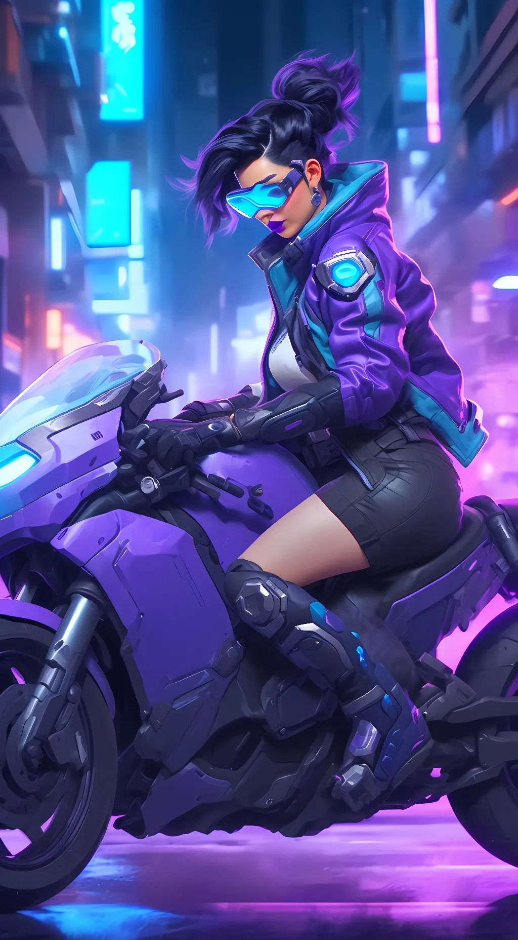 ai character: Tracer (Synthwave) background