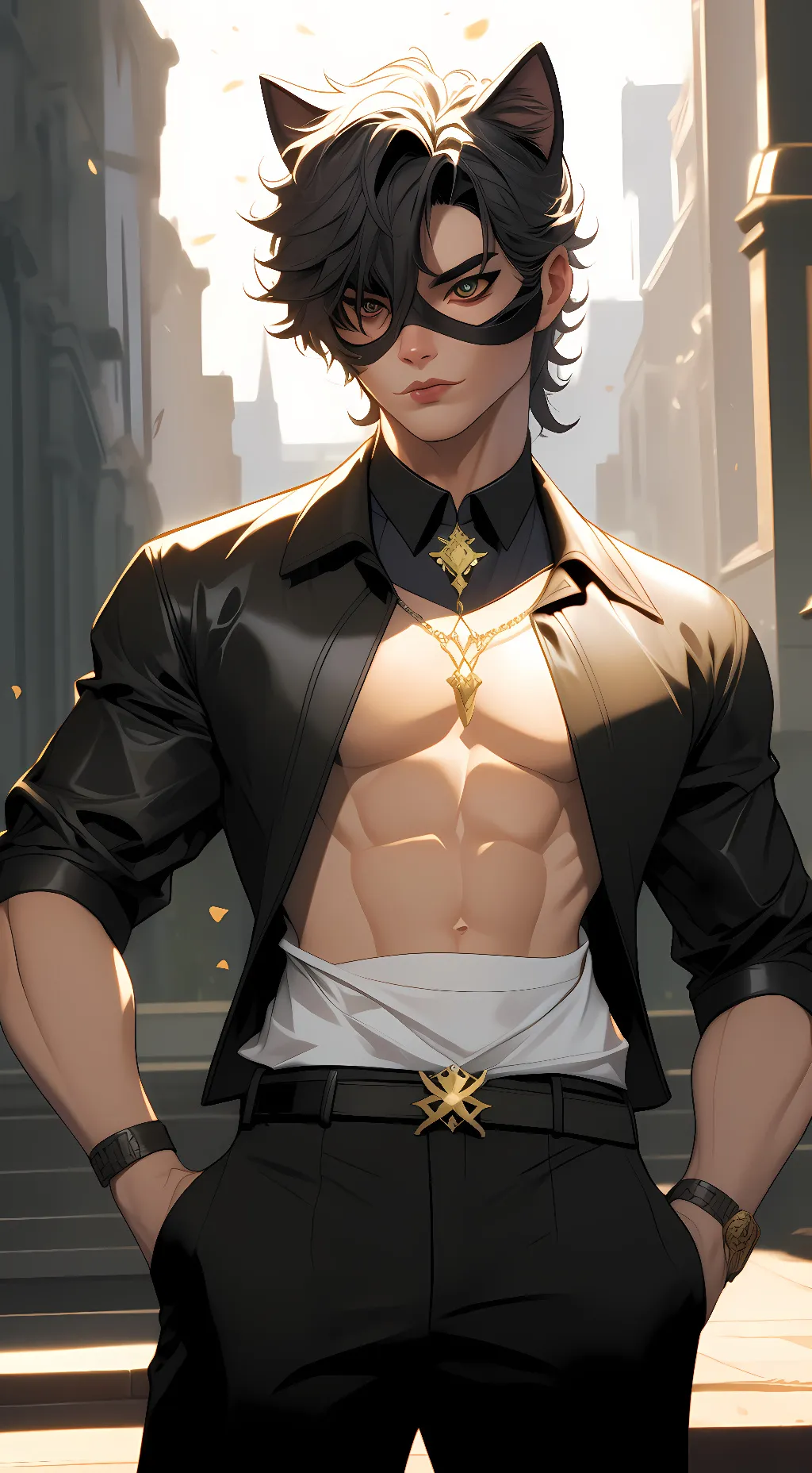 ai character: Cat noir  background