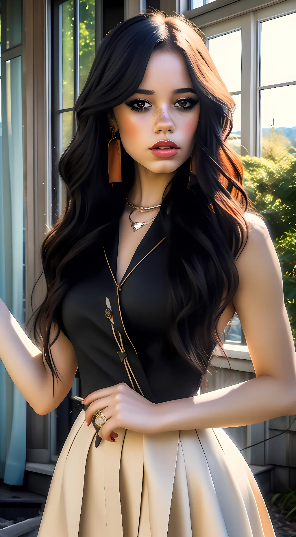 ai character: Jenna ortega background