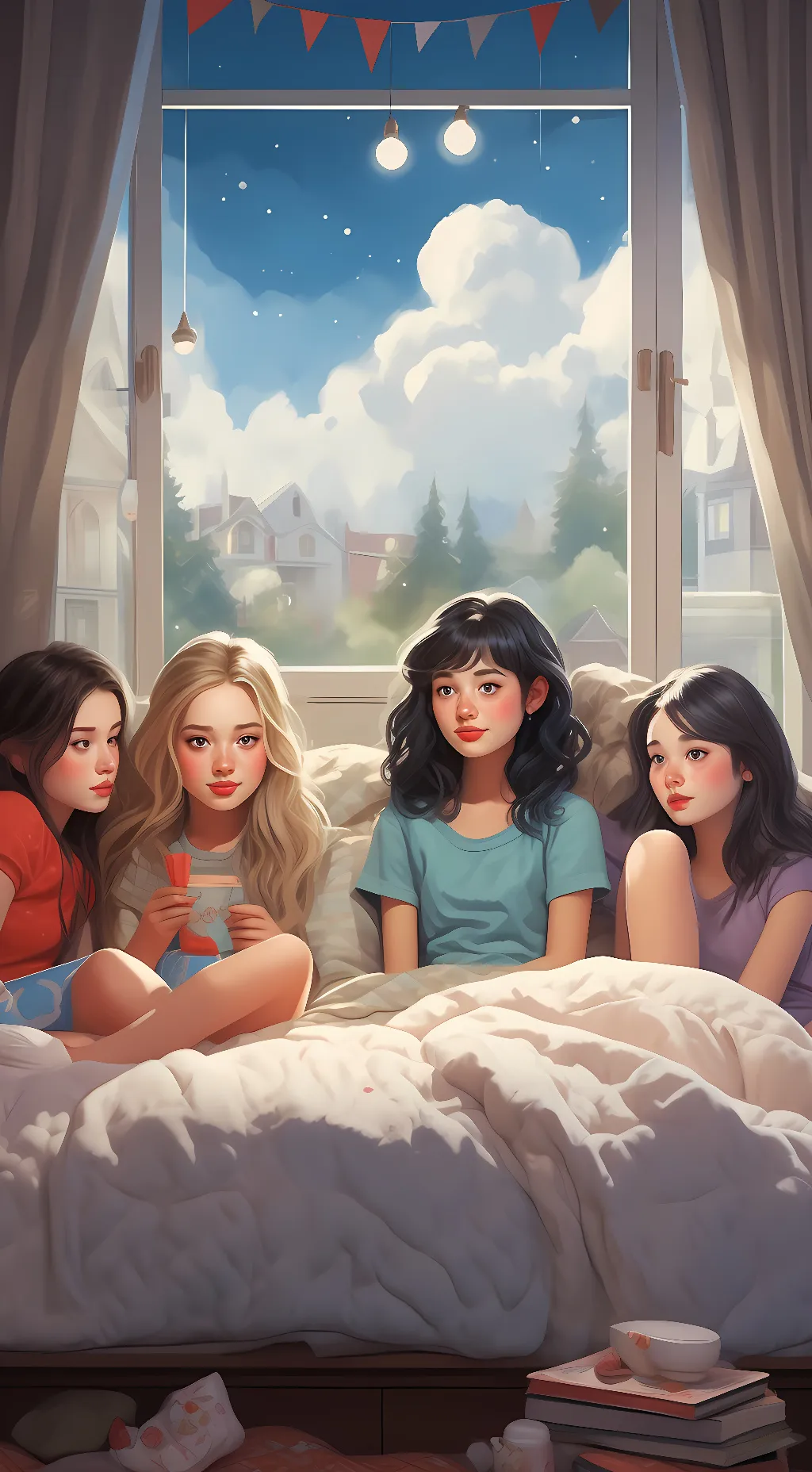 ai character: girls sleepover  background