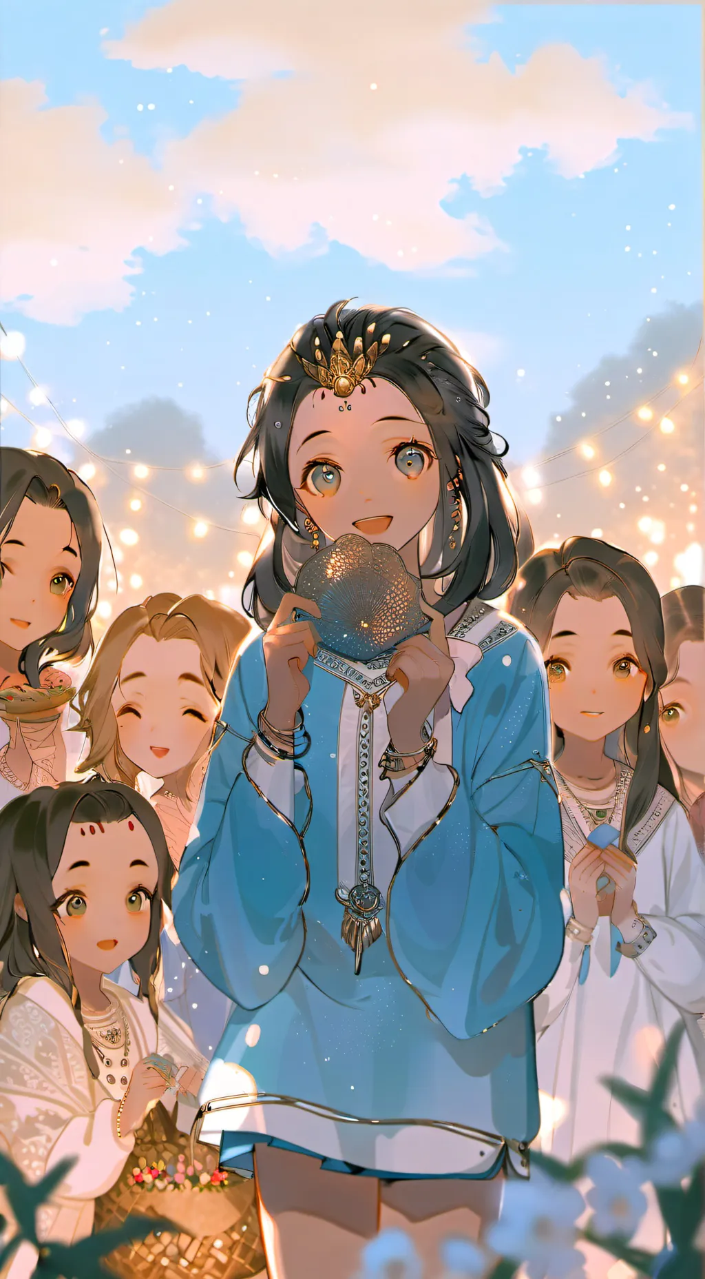 ai character: Grils Sleep Over background