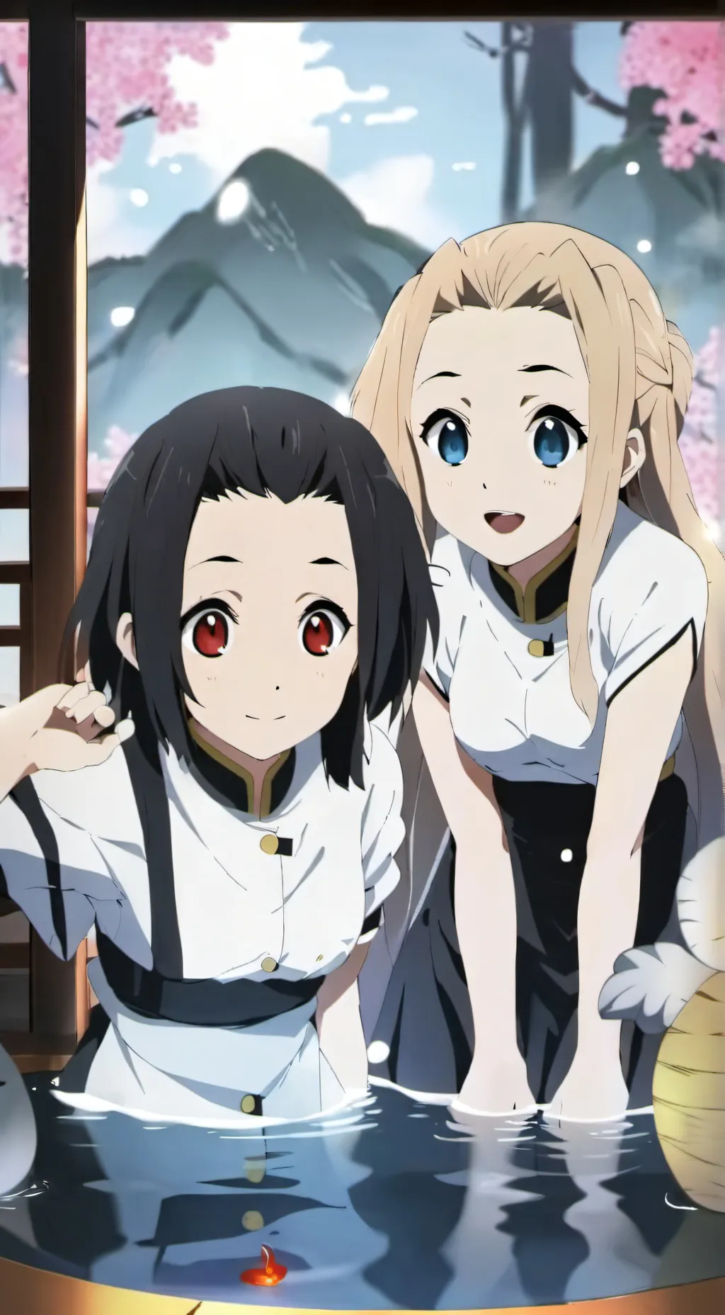 ai character: Girls KnyHotspring background