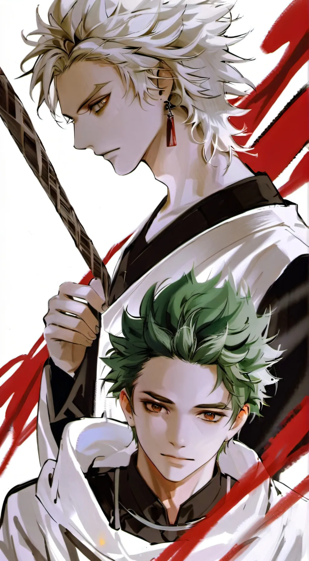 ai character: bakugo and deku  background