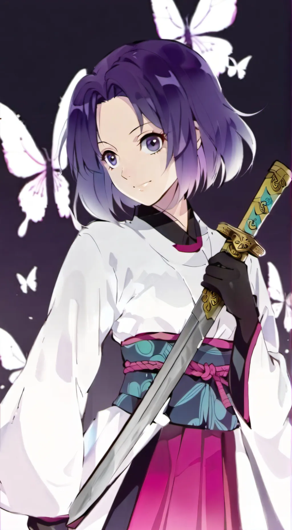 ai character: Shinobu💜🖤 background