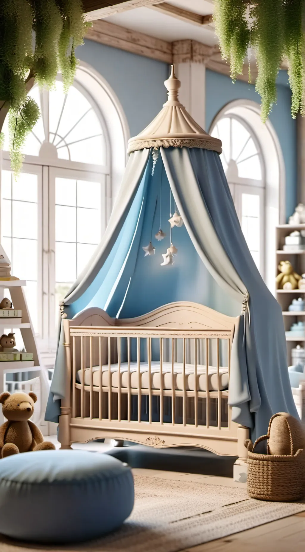 ai character: baby shop background