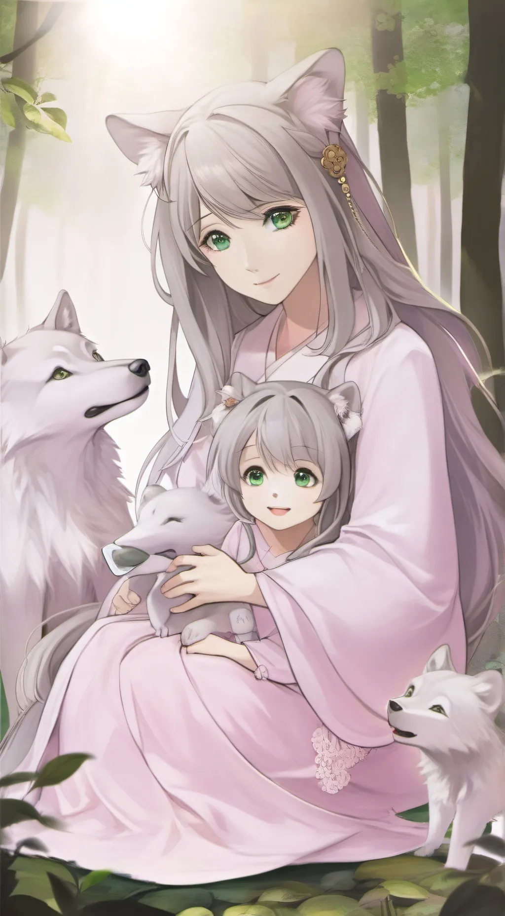 ai character: Wolf girl  background