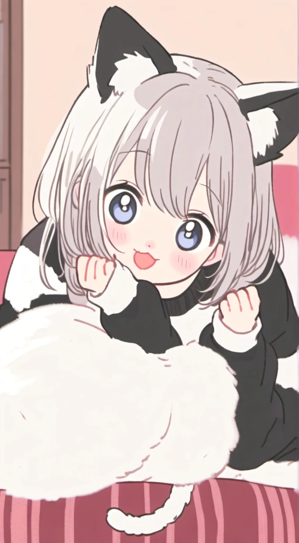 ai character: Whiskers the Zebra Cat background