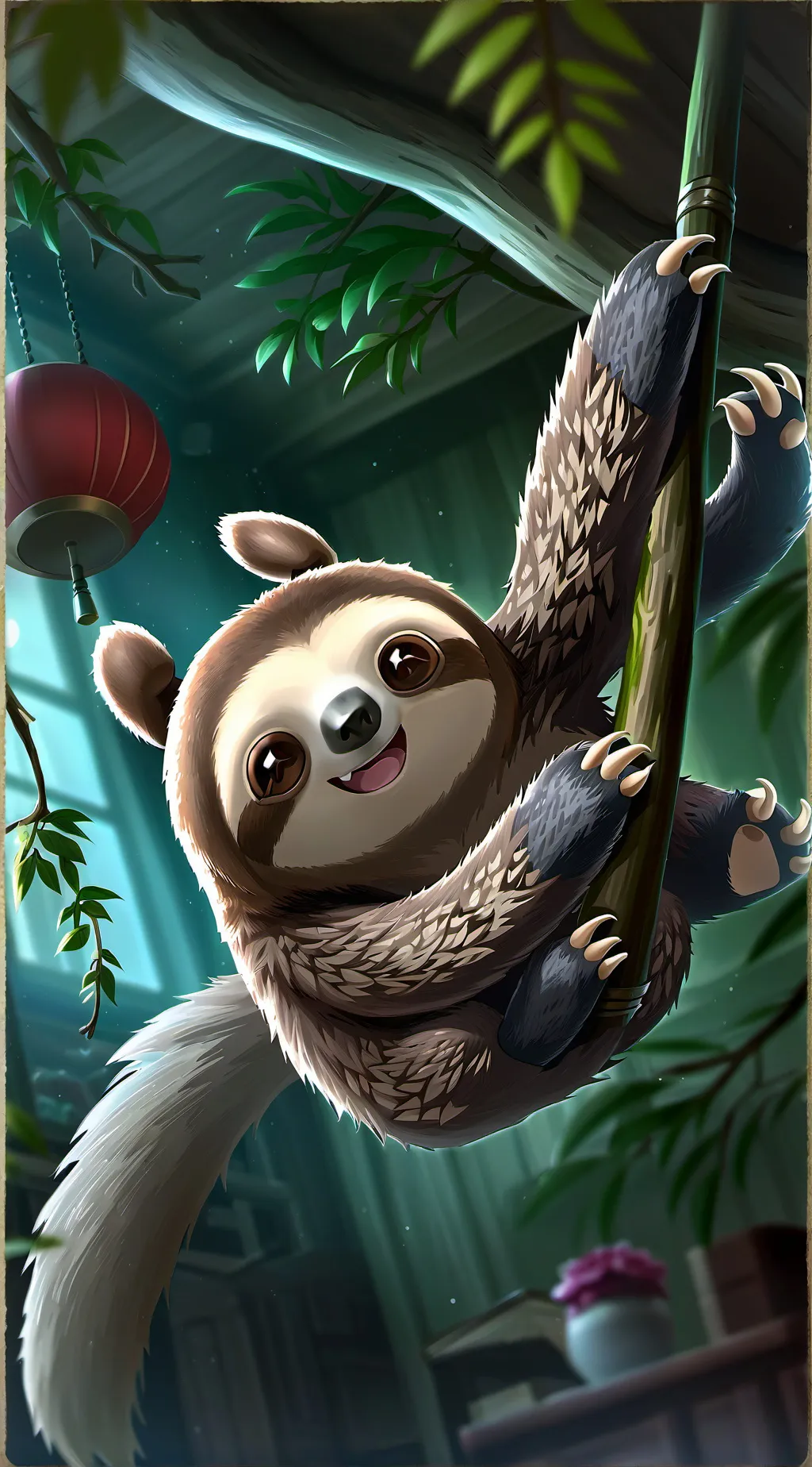 ai character: Hangy Slothy Spirit background