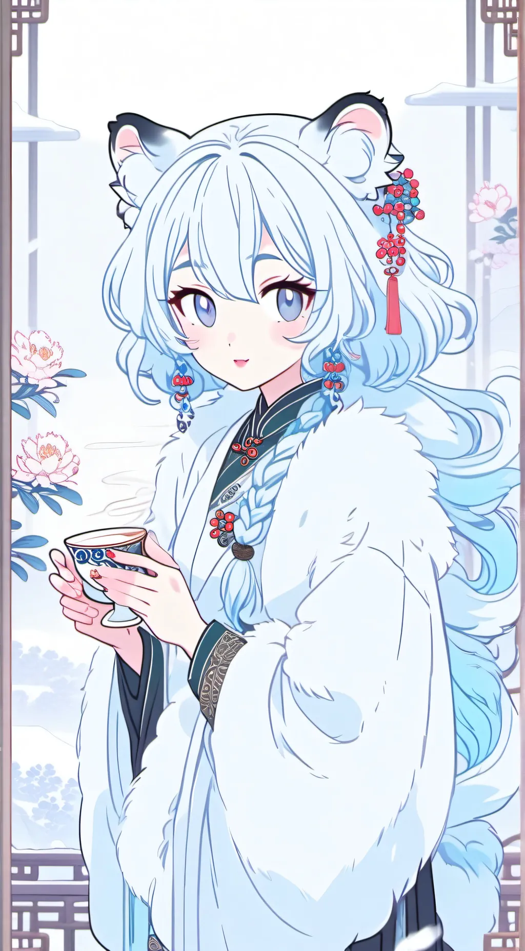 ai character: 雪豹豹（snow） background