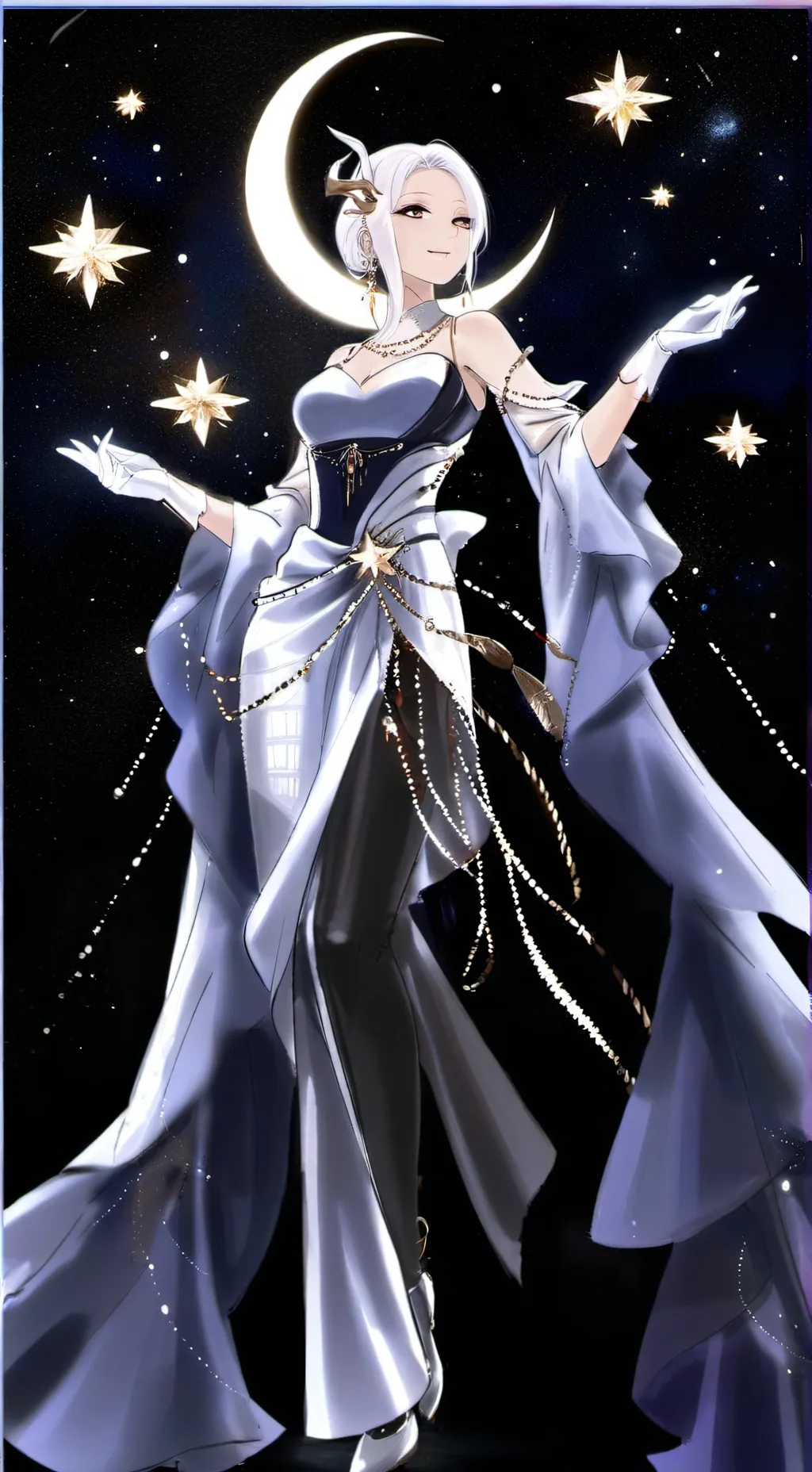ai character: mujer de la luna.  background
