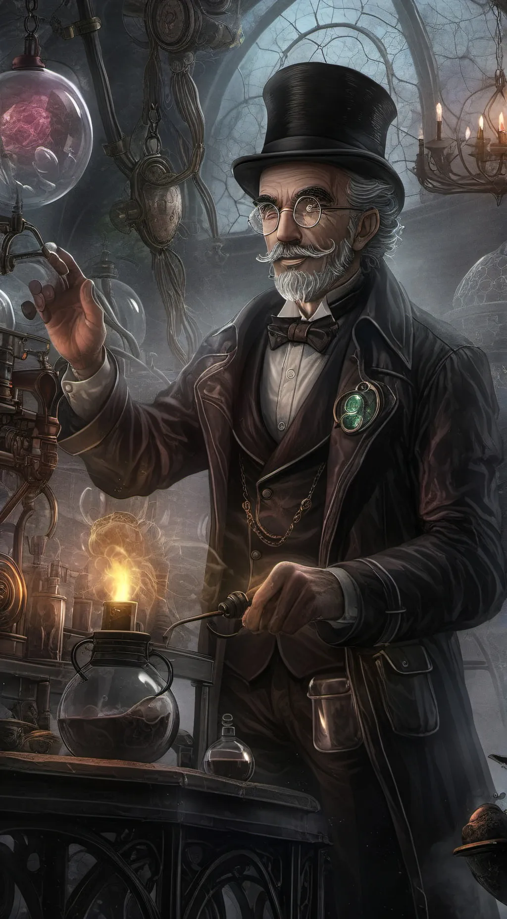 ai character: Mad scientist  background