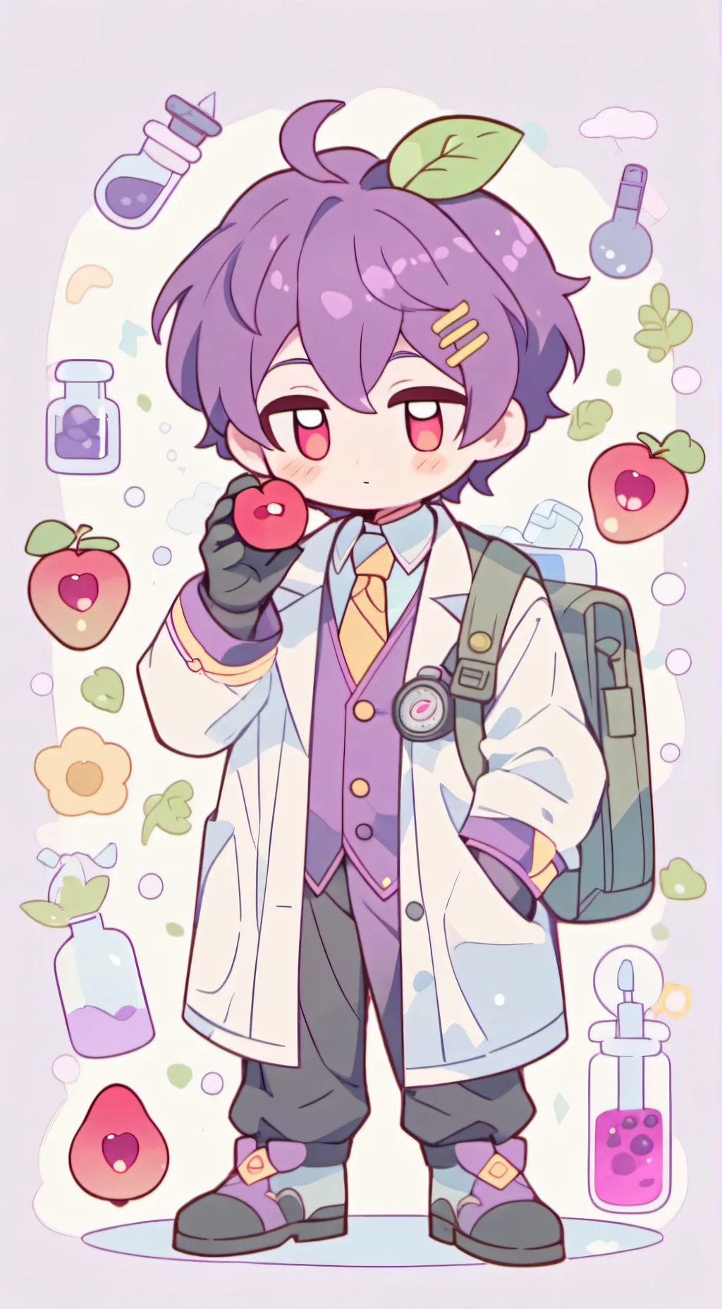 ai character: Scientist Plum background