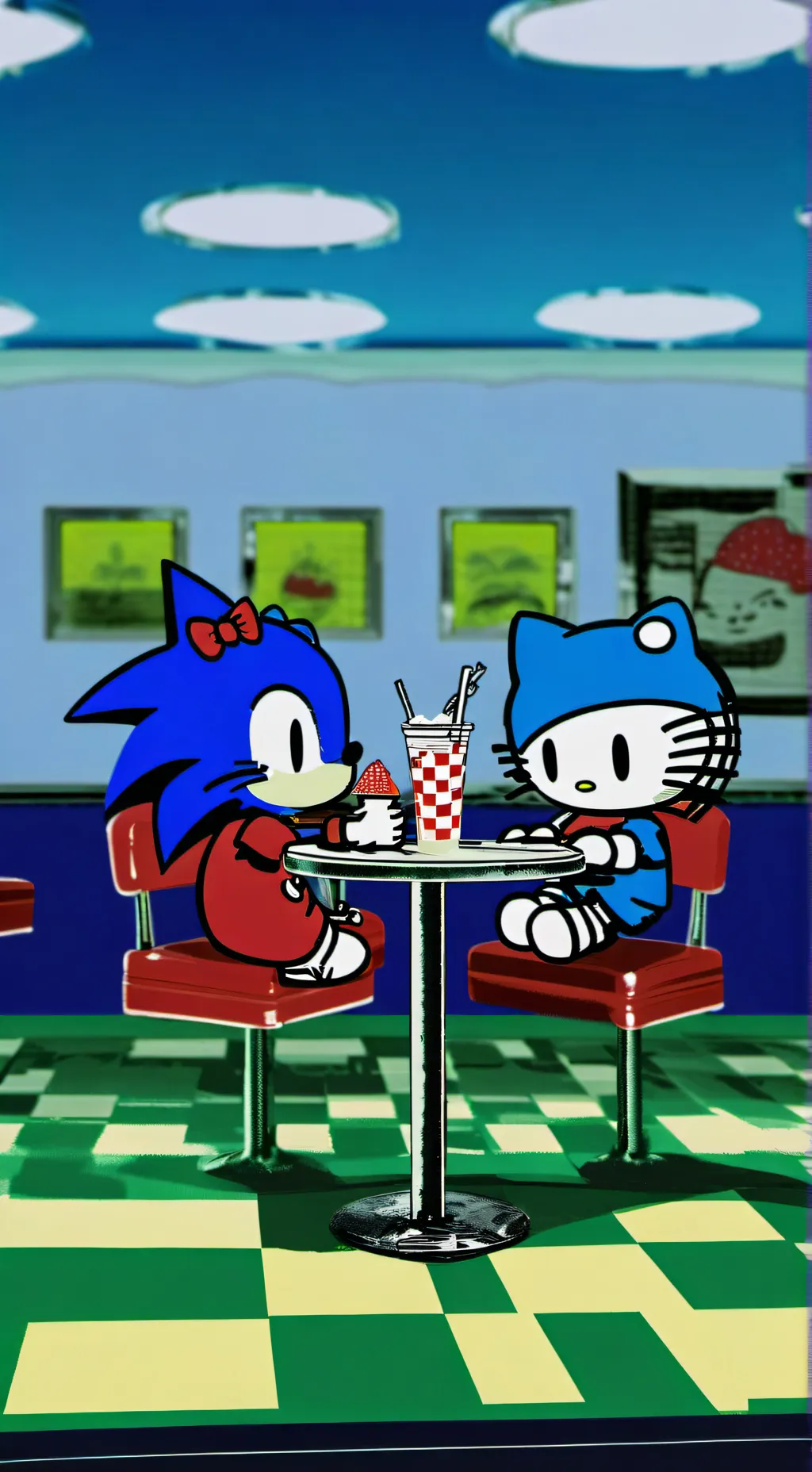 ai character: sonic xhello kitty background