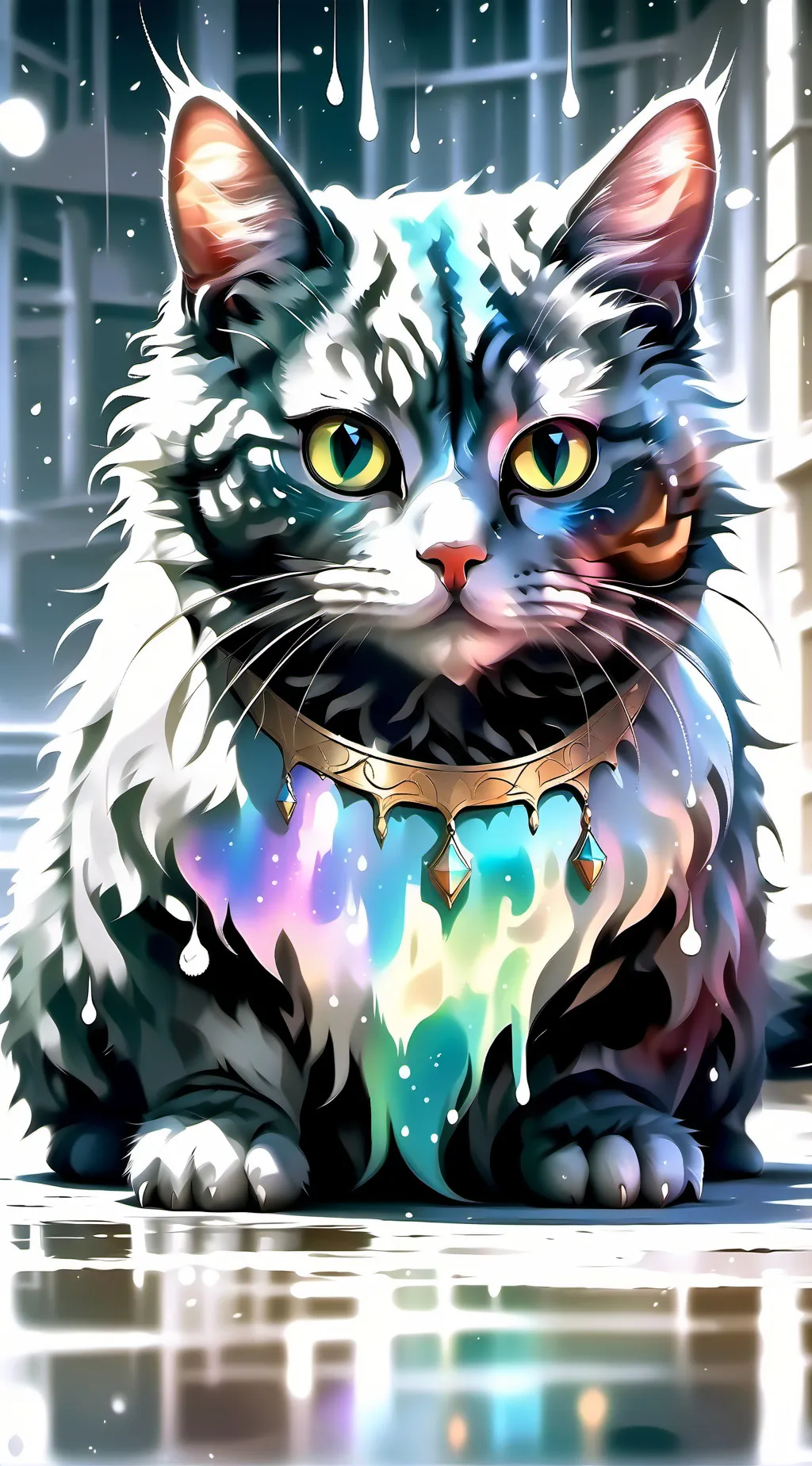 ai character: ugly abanoed cats background