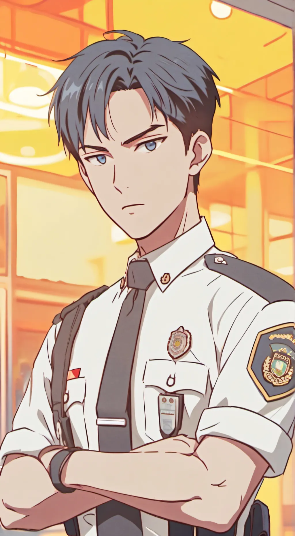 ai character: policial de aviso background