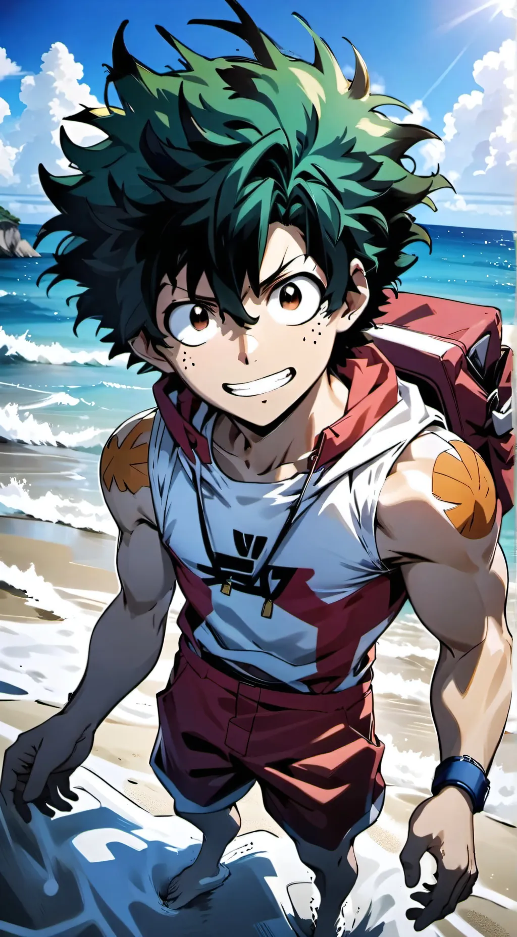 ai character: mha beach day background