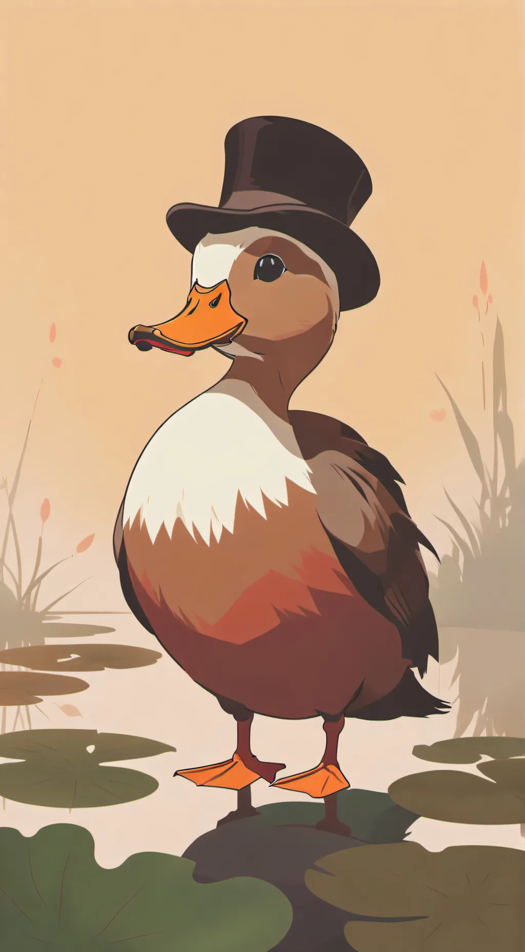 ai character: duck with top hat background