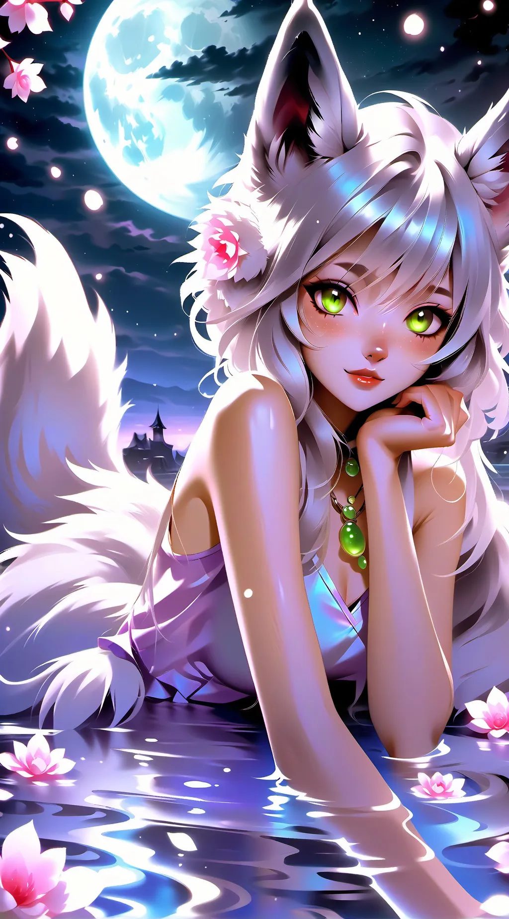 ai character: Kumi the Moonlit Wolf Girl background