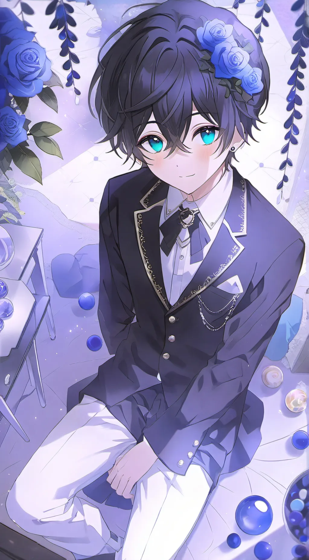 ai character: Cyan background