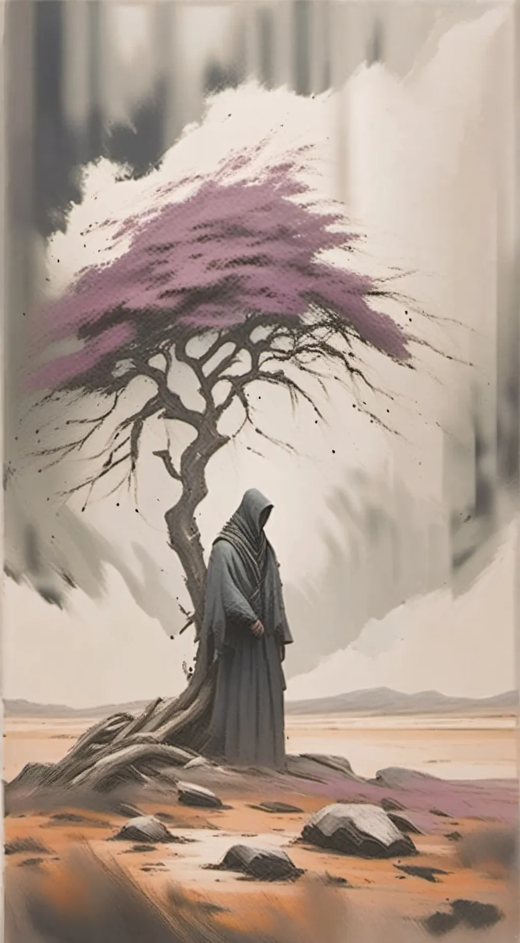 ai character: FIGURE OF SORROW  background