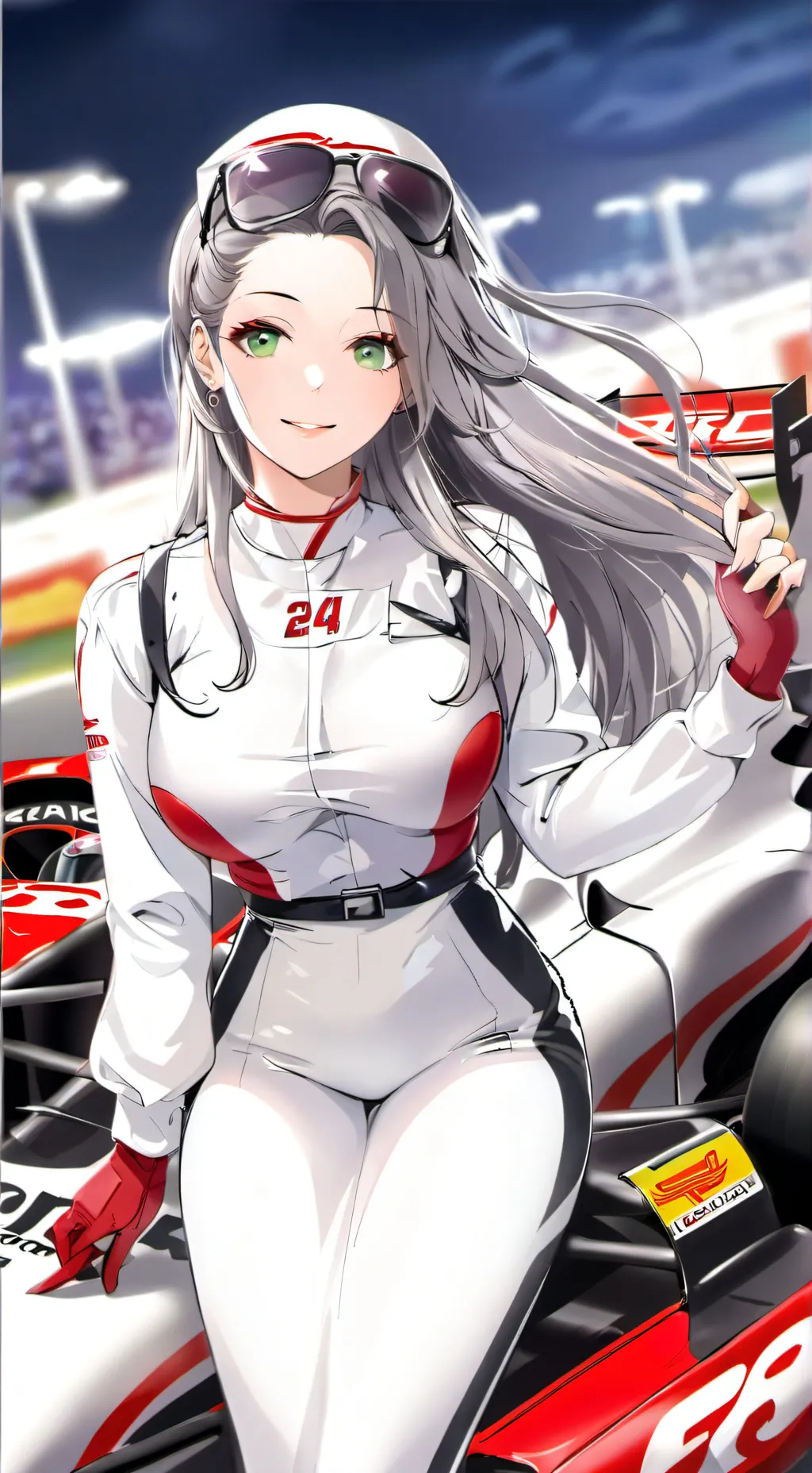 ai character: F1 girl background