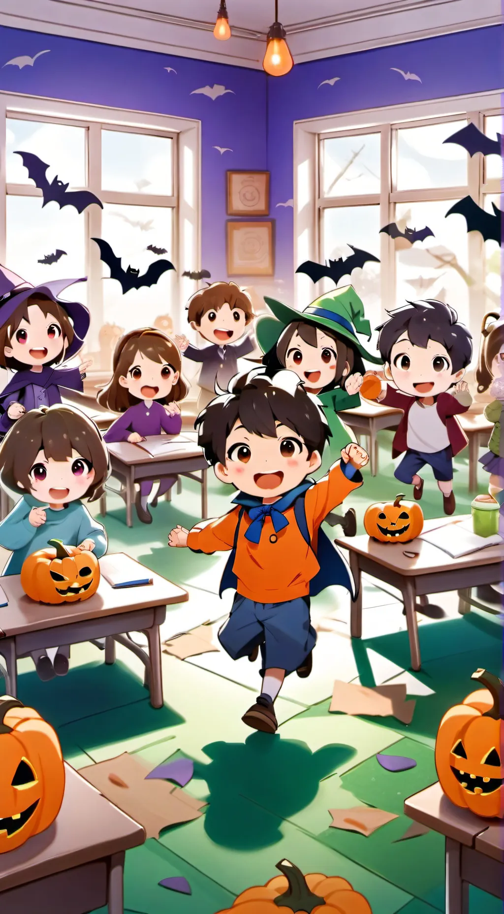 ai character: scary kindergarten background