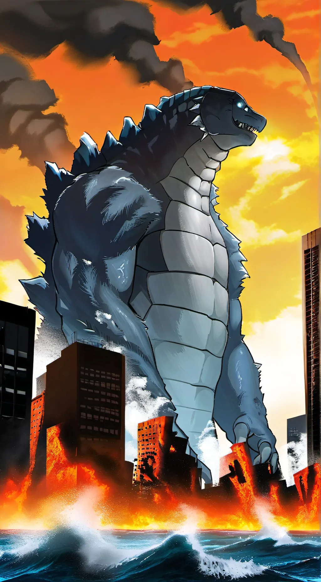 ai character: Godzilla male background