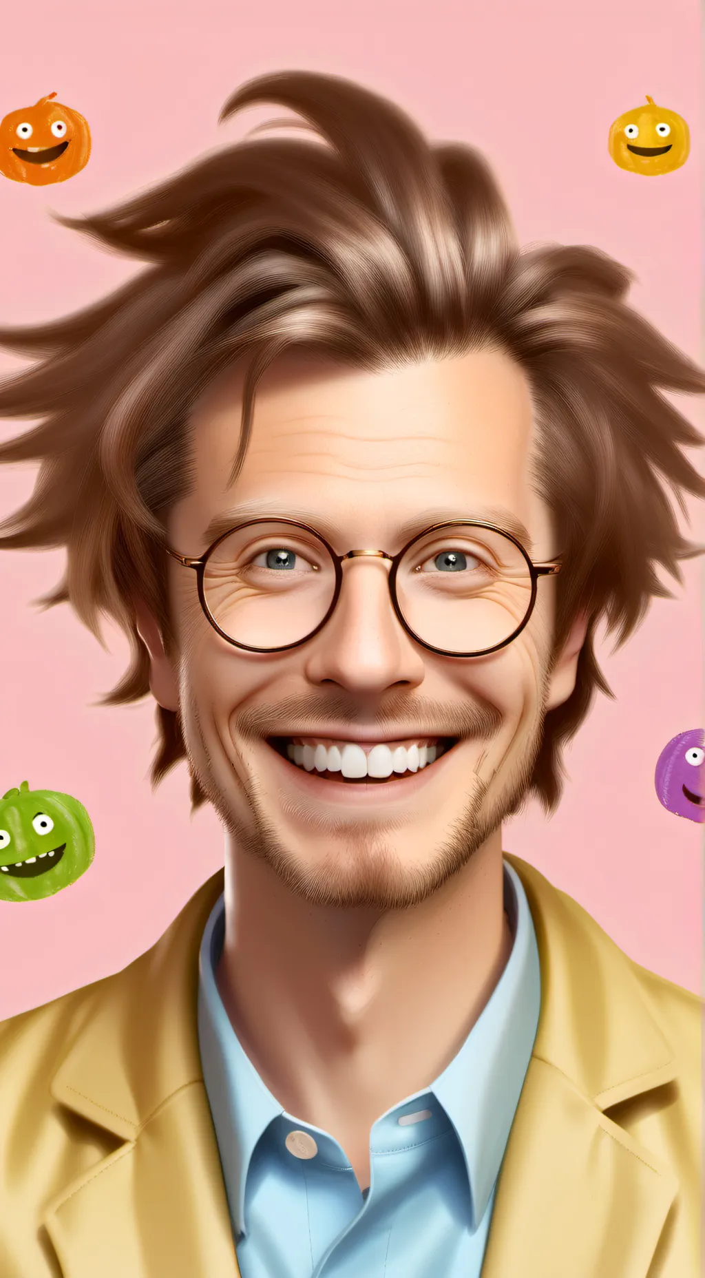 ai character: Prof. Meme Man background