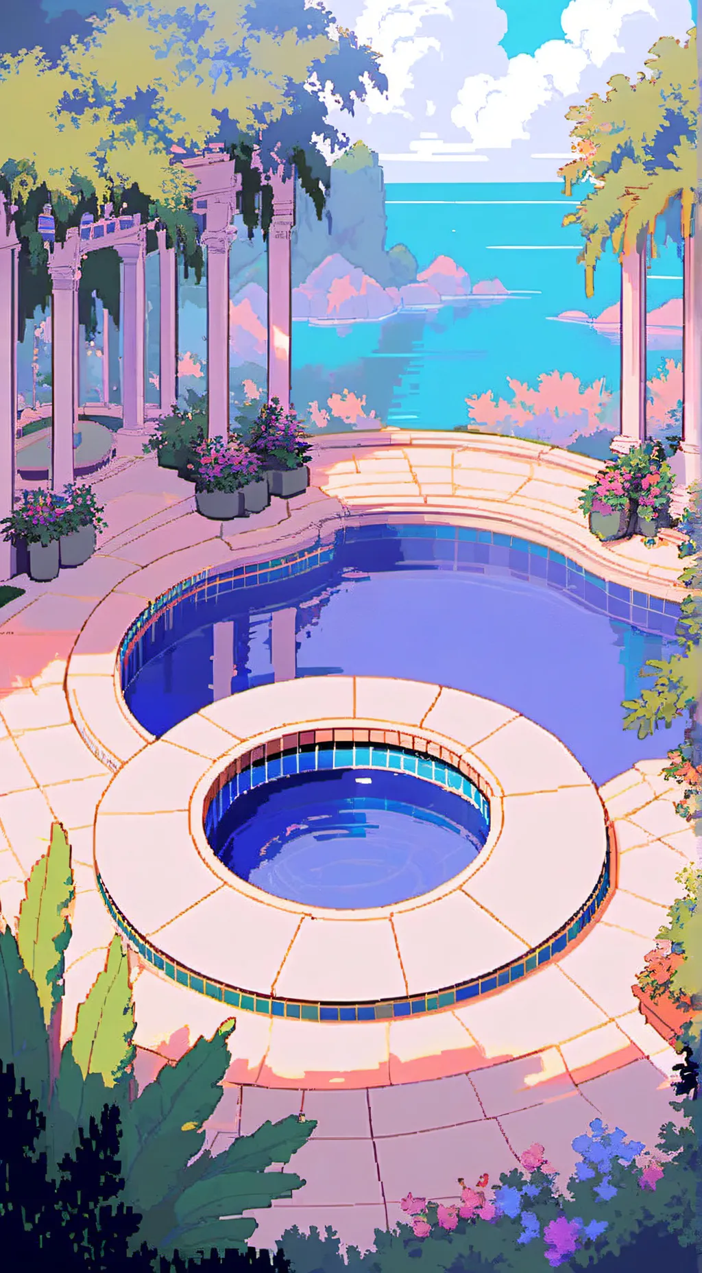 ai character: pool day background