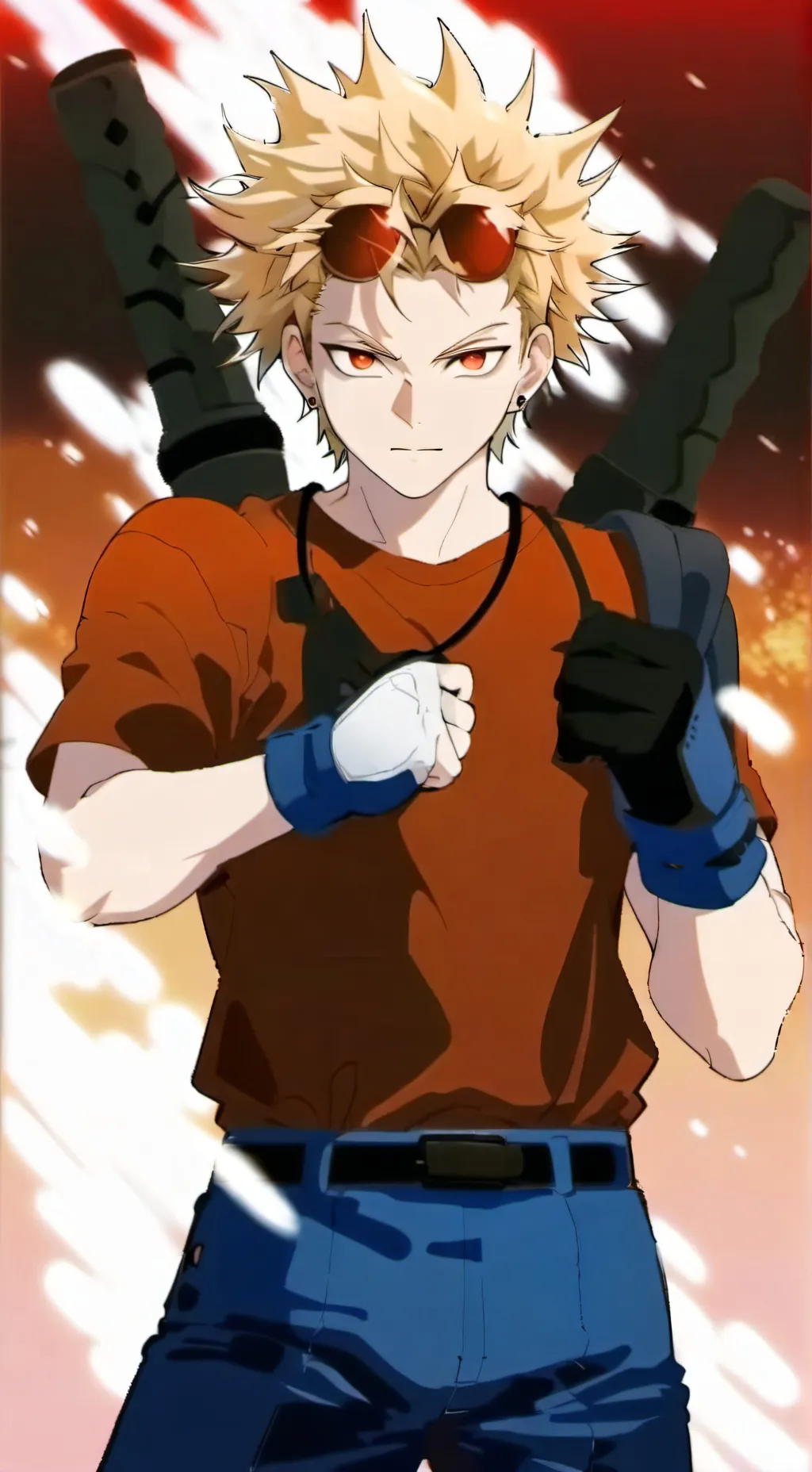 ai character: Bakugo in love background