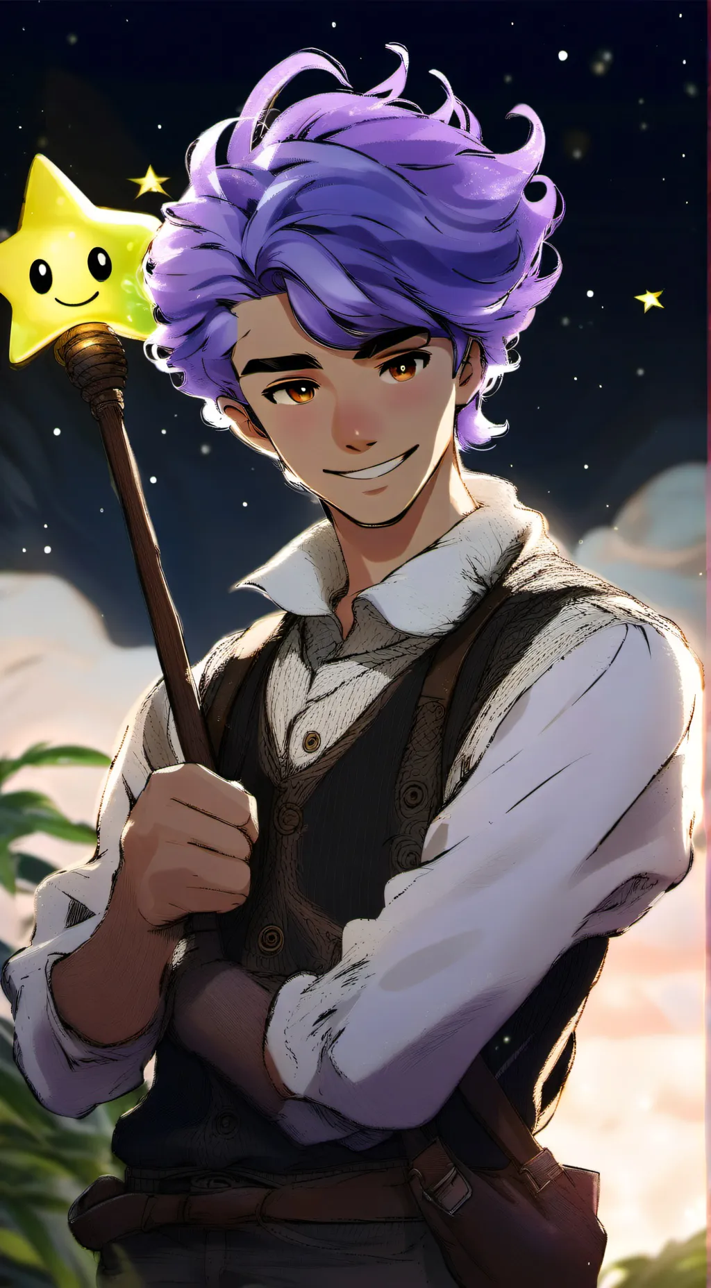 ai character: Periwinkle background