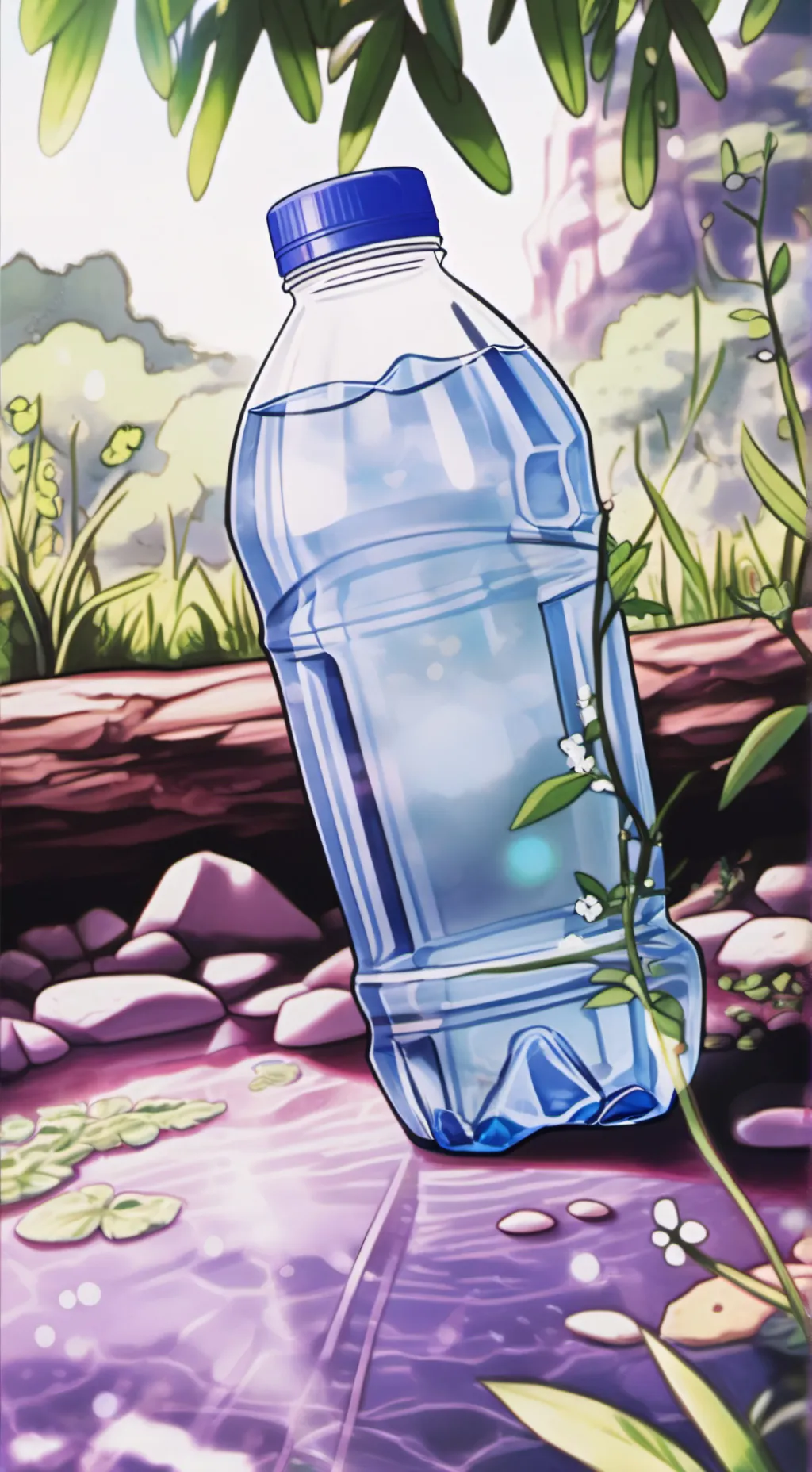 ai character: botella de agua background