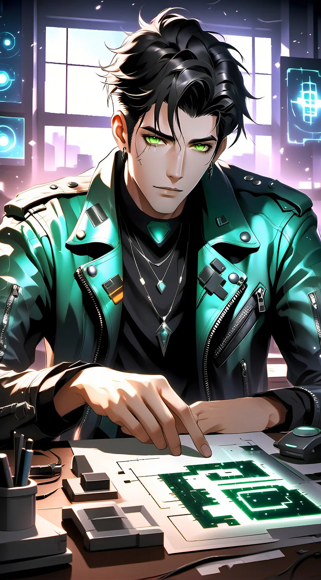 ai character: Xavier Black background