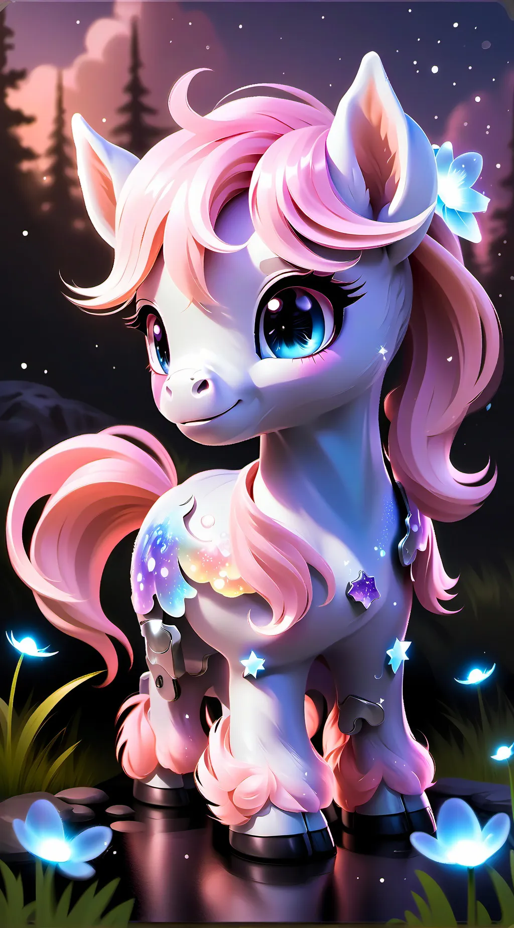 ai character: wild fluffy ponys background